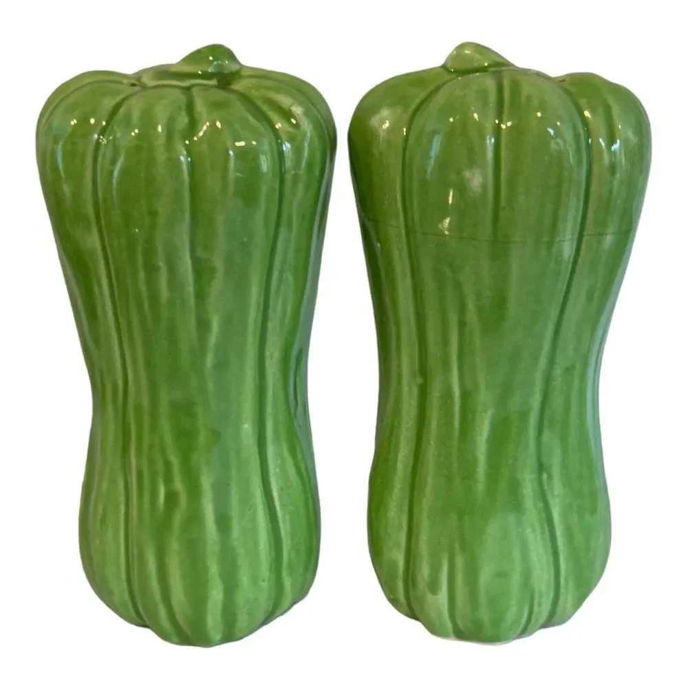 Vintage Salt and Pepper Shakers Green Celery Stalk Made in Japan 5.5